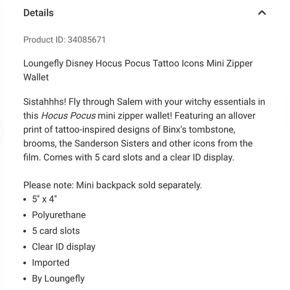 Loungefly Disney Hocus Pocus mini Backpack and Wallet set - Picture 10 of 10